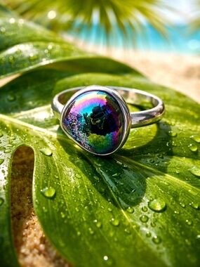 Titanium Aura Druzy Ring
